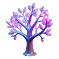 Luminous Tree A 3D Render of a Glowing, Abstract Tree with Illuminated Leaves png