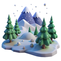 Winter Wonderland Snowy Mountains, Evergreen Trees, and Falling Snow png