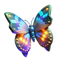 Luminous Butterfly 3D Render of a Glowing Insect with Geometric Wings png