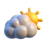 3D Render of Sun and Cloud Partly Sunny Weather Illustration png
