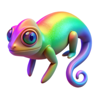 Rainbow Chameleon 3D Render of a Colorful Reptile png