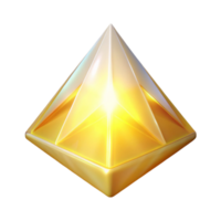 Illuminated Golden Pyramid 3D Render of a Luminous Geometric Shape png