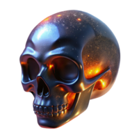 Cosmic Skull A 3D Render of a Glowing, Metallic Skull png