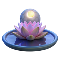 Serene Lotus Bloom with Glowing Orb A 3D Render of Tranquility png