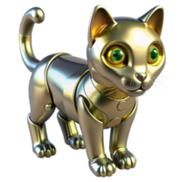 Golden Robotic Cat A 3D Model of a Mechanical Feline png