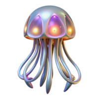 Luminous Jellyfish 3D Render of Abstract Bio luminescent Sea Creature png