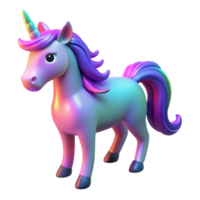 Iridescent Unicorn 3D Render of a Magical Creature png