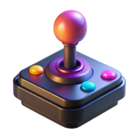 Retro Gaming Joystick Colorful 3D Render of Classic Controller png