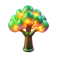 Luminous Tree 3D Render of Illuminated Foliage png