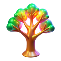 Vibrant Abstract Tree 3D Render of Colorful, Glossy Foliage png