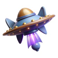 Futuristic Cartoon Spaceship 3D Render of a Flying Saucer png