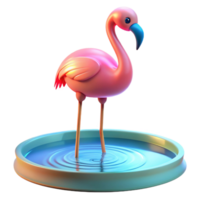 Pink Flamingo in a Pool 3D Render of Tropical Bird png