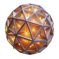 Illuminated Geometric Sphere Abstract 3D Model with Triangular Facets and Internal Lighting png