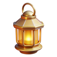 Illuminated Golden Lantern 3D Render of a Luminous Decorative Lamp png