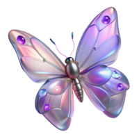 Iridescent Butterfly with Sparkling Gems 3D Render png