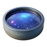 Cosmic Nebula in a Reflective Dish A 3D Render png