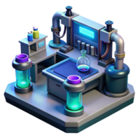 Futuristic Laboratory Setup 3D Render of a Sci-Fi Research Station png