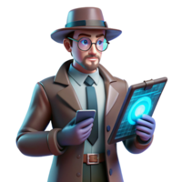 Digital Detective Investigating Clues with Modern Technology png