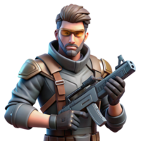 Futuristic Soldier 3D Render of Armed Combatant png