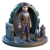 3D Render of Futuristic Boy in Sci Fi Setting png