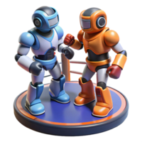 Robot Boxing Match A 3D Render of Two Bots Facing Off in a Ring png