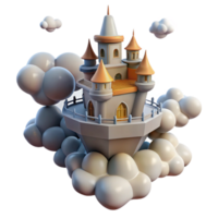 Fantasy Castle on Clouds A 3D Render of a Fairytale Castle in the Sky png