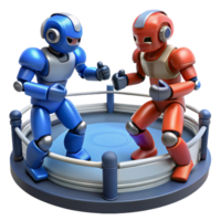 Robots in a Boxing Ring A 3D Render of a Robotic Showdown png