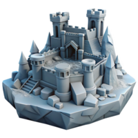 Fantasy Castle 3D Model Isometric Clifftop Fortress png