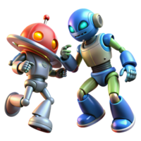 Futuristic Robot Duo A 3D Render of Two Unique Bots png