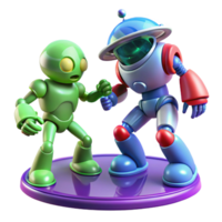 Friendly Robot Duo A 3D Animation of Two Robots Interacting png