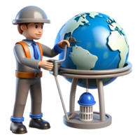 Worker Repairing Global Infrastructure A 3D Render png