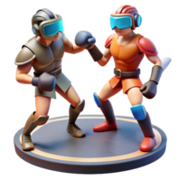 Futuristic Fighters 3D Render of Virtual Reality Boxing Match png