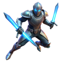 Knight with Glowing Swords Fantasy Action Game Render png