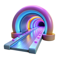 Neon Tunnel Futuristic Pathway with Glowing Lights and Abstract Design png