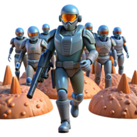 Futuristic Soldiers Advance Across Bumpy Terrain png