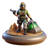 Desert Combat Soldier with Hovercraft and Weapon png
