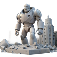 Giant Robot in a Destroyed City 3D Render png