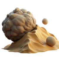 Abstract 3D Render Lumpy Sphere Rolling Down Sandy Dune png