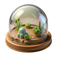 Miniature Glass Dome Ecosystem A 3D Render of a Terrarium png