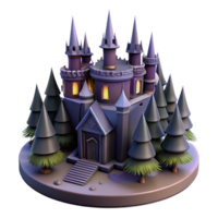 Enchanted Forest Castle A 3D Render of a Mystical Castle in a Dark Forest png