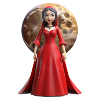 Celestial Maiden in Red Gown 3D Render of Fantasy Figure png