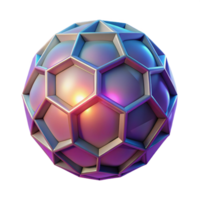 Abstract Hexagonal Sphere 3D Geometric Design with Gradient Colors png