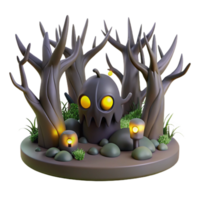 Enchanted Halloween Forest 3D Render of Spooky Creature png