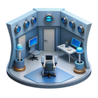 Futuristic Control Room Interior A 3D Model of a Modern Command Center png