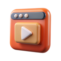 3D Play Button Interface Modern Web Player Design png