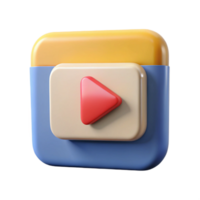 Play Button 3D Render of a Colorful Media Player Icon png