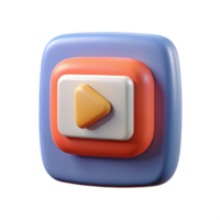 3D Play Button Icon Modern, Colorful, and Square Design png