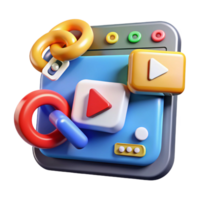 Interactive 3D Interface Design Multimedia Content and Connection Symbols png