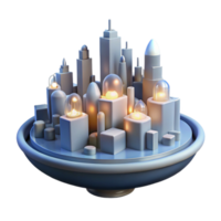 Futuristic Cityscape Illuminated Architectural Wonders on a Rotating Platform png