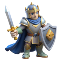 Royal Knight 3D Render of a Fantasy Figure with Sword and Shield png